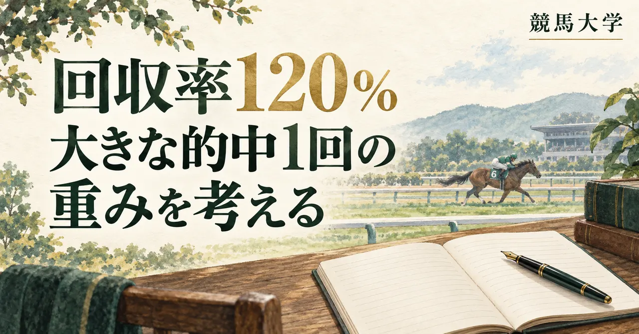 単勝回収率120％、大きな的中1回にどれだけ支えられている？