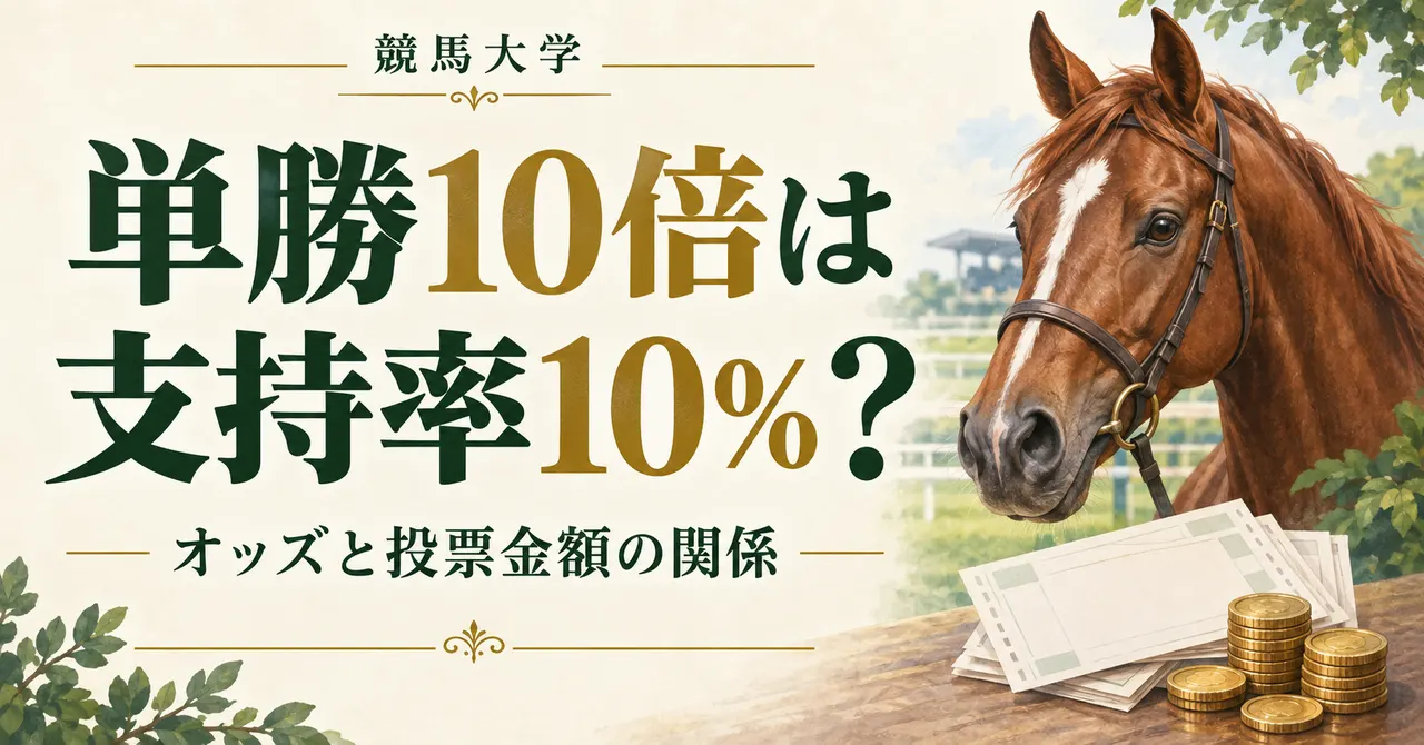 単勝10倍は「支持率10％」？オッズから読める投票の割合