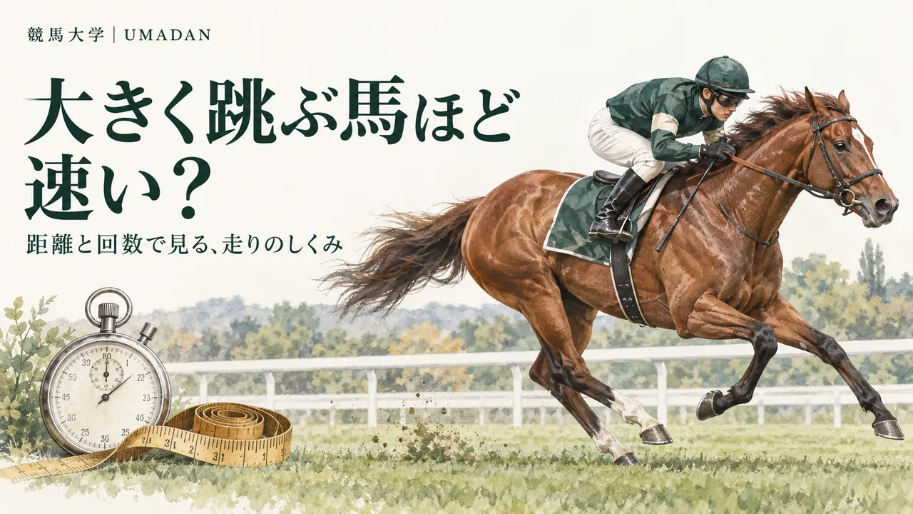 大きく跳ぶ馬ほど速い？ストライドとピッチを分けて見る